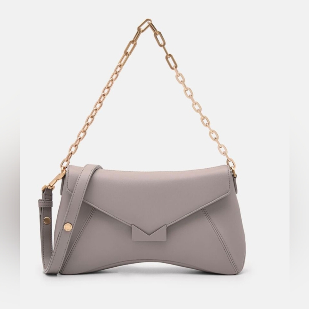 Marion Grey Leather Purse by Pedro Crossbody Shoulder Gold Chain